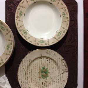 Mikasa Love Letters, 3 soup bowls, 3 Luncheon Plat